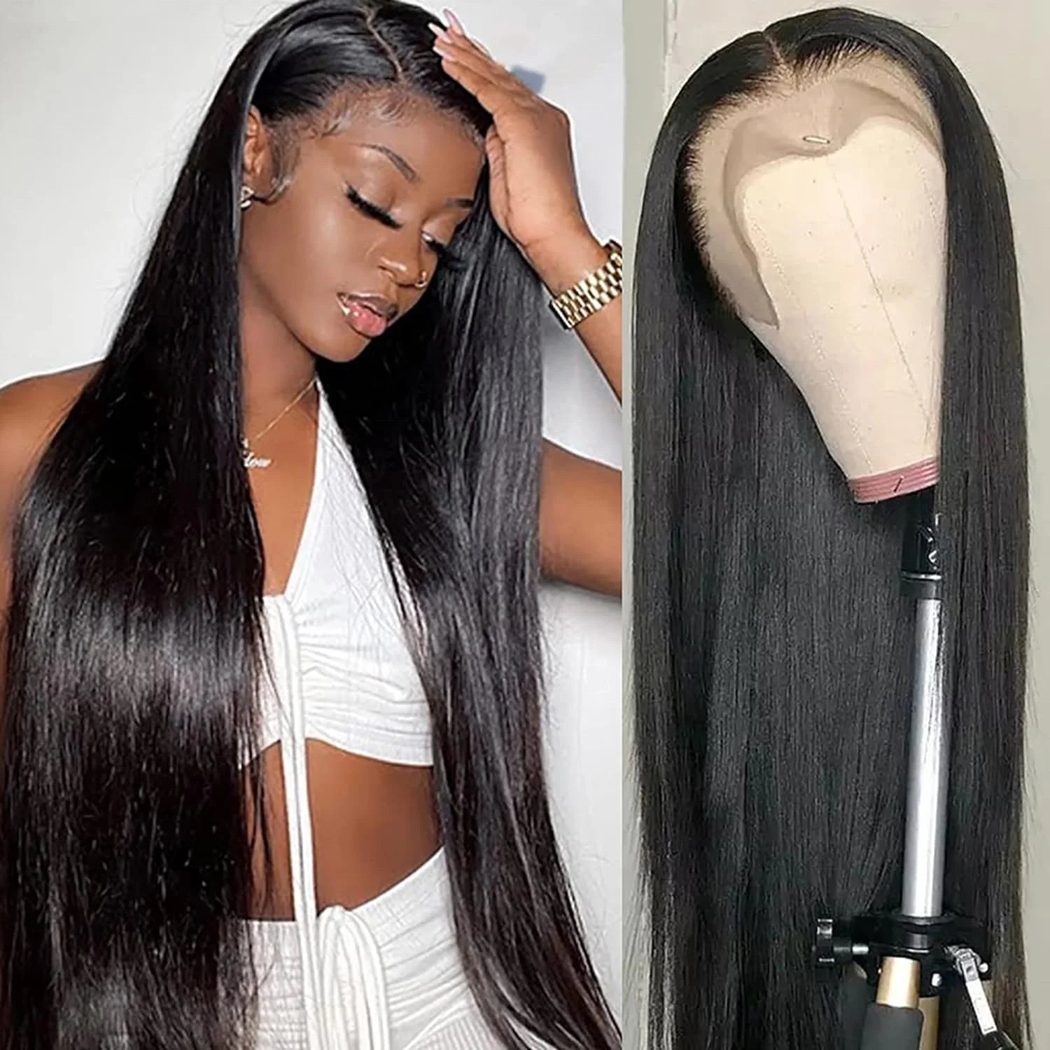 Wholesale 13*4  Hd Lace Wig 100% Virgin Human Hair Pre Plucked Peruvian Straight Long Human Hair Wigs for Black Women