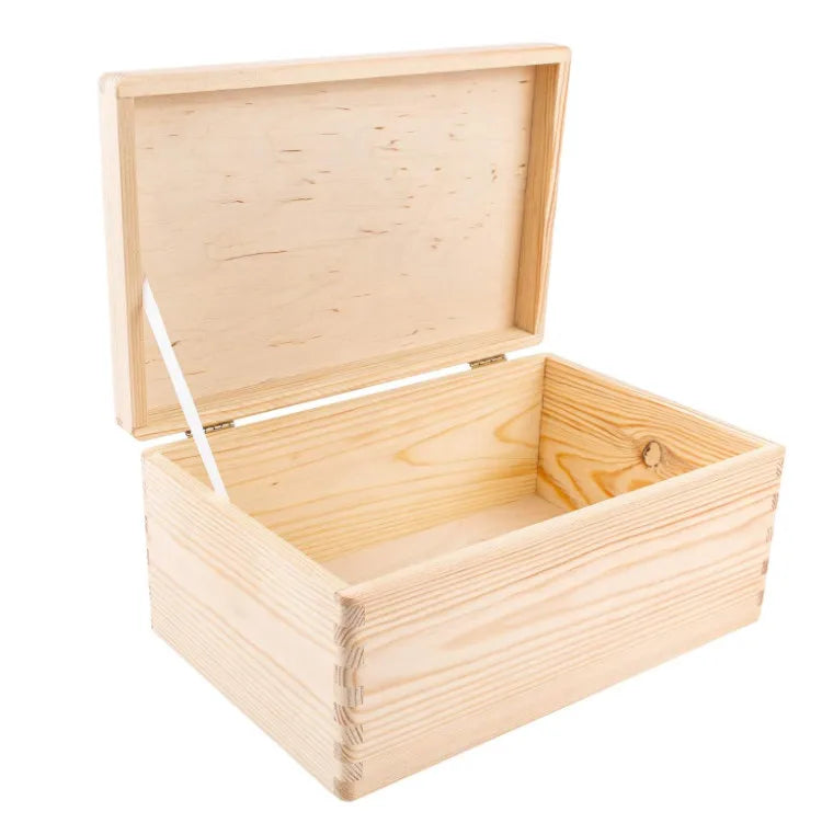 Creative Deco Large Wooden Storage Box With Hinged Lid Plain Unpainted Gift Box