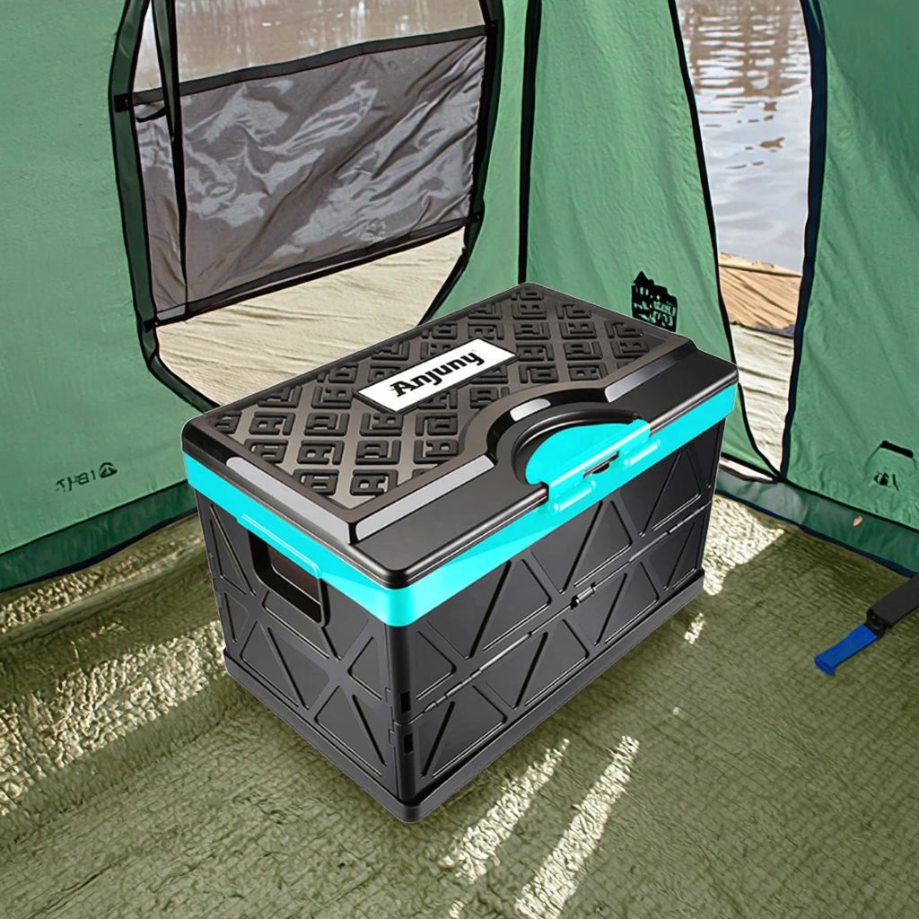 Anjuny Hot Sale 48L PP Injection Molded Rectangle Foldable Multifunctional Storage Box Carton Packaging Camping Outdoor