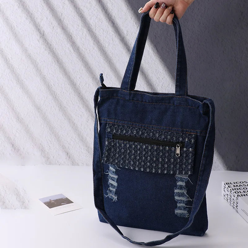 Creative Shopping Bag Denim Student Denim Shoulder Bag Small Fresh Shoulder Bag for Women