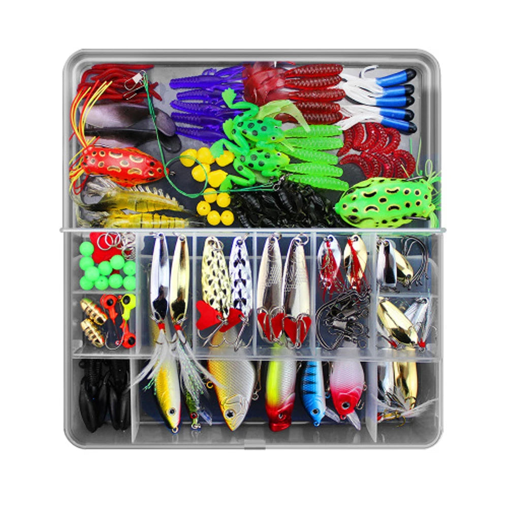 141pcs/set Multi-function ABS Sea Metal Spoon Vib Sequins Hard & Soft Artificial Hard Bait Fishing Lure Kit for Ocean Use