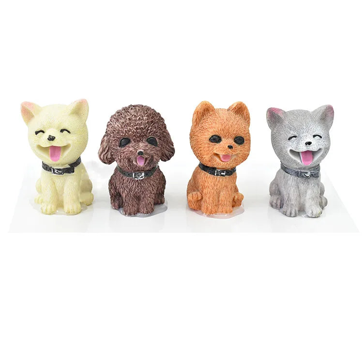 Lovely Teddy Resin  Small Dog Poly Resin Statue Pet Collars Design Realistic Animal  Resin Crafts