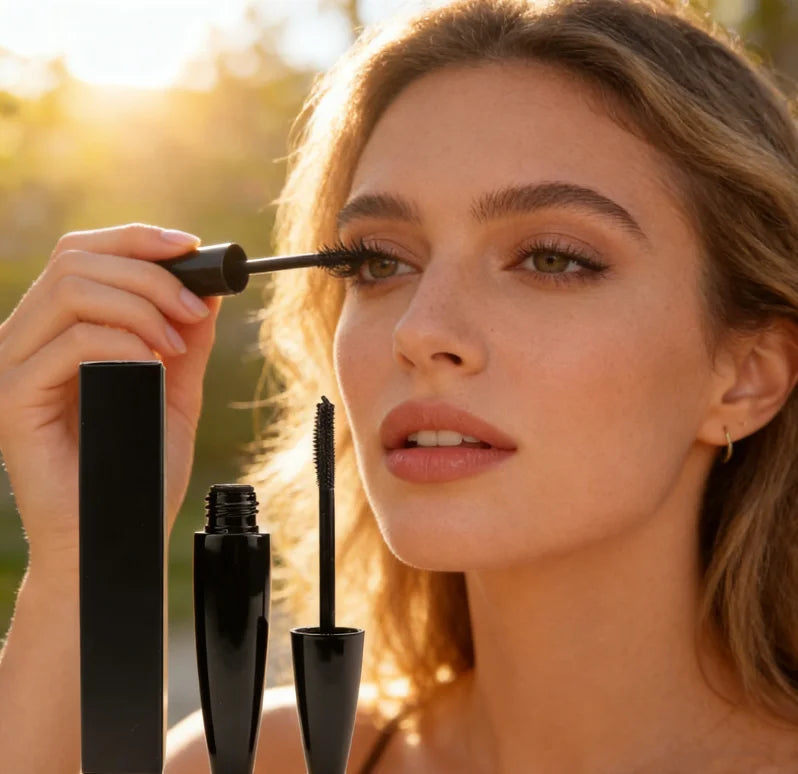 Custom Vegan Mascara Long-Lasting Mineral Waterproof Eye Lash Bronze Sunscreen Private Label Logo-Free Long-Lasting Liquid