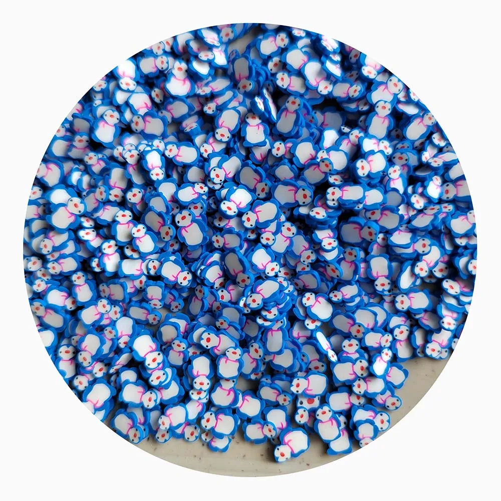 500g Christmas Polymer Clay Cartoon Blue Penguin Slices Sprinkles for Crafts DIY Slime Filler Nail Art Decor Crystal Mud 5mm