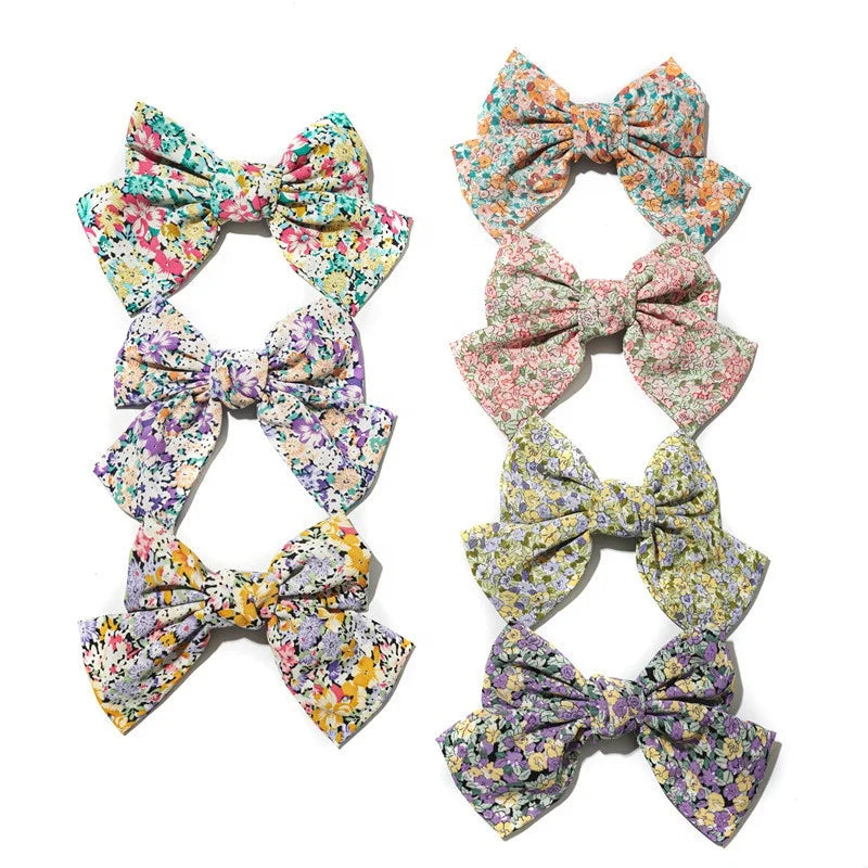 New Style Fashion  Floral Bow Hair Clip Small Fresh Sweet Hair Barrette for Girls Hair Accessories Factory Wholesale