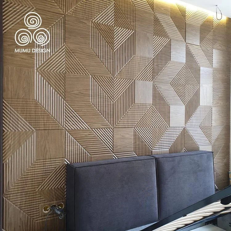 MUMU Outdoor 5D Wood Veneer Interior Decorative Board Lobby TV Wall Composite Sheets Wall Panels