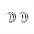 Real 925 Sterling Silver C Shape Multilayer Stud Earrings for Women Girls Fashion Jewelry 2022