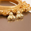 Wholesale Combining Butterfly Earrings Stainless Steel Gold Plated White Rhinestone Jewelry