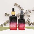 Empty Oil Cosmetic Packaging 1oz Round Glass Dropper Bottles 15ml with Black Spray Lid