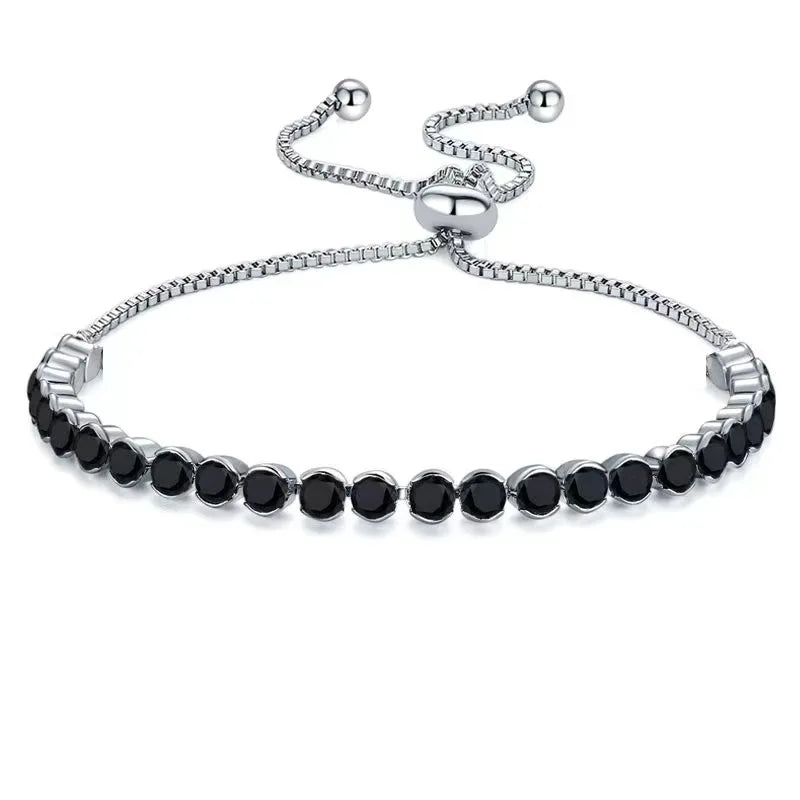 2025 New Europe and America Hot Selling Ins Cubic Zirconia Bracelet Simple Adjustable Crystal Tennis Bracelet for Women