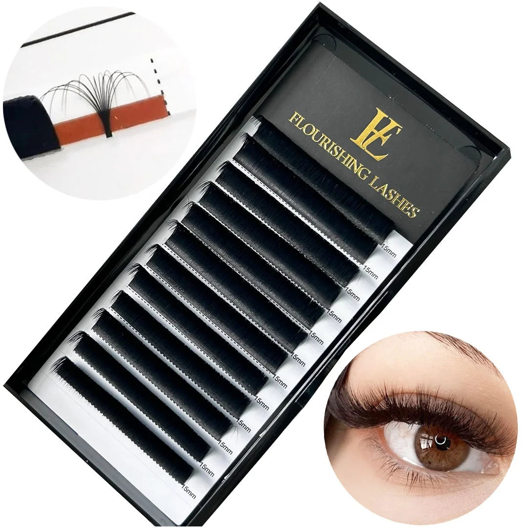 Easy Fanning 12mm Matte Black Individual Cashmere Lashes Private Labels Natural Volume Lash Extensions Soft False Eyelashes