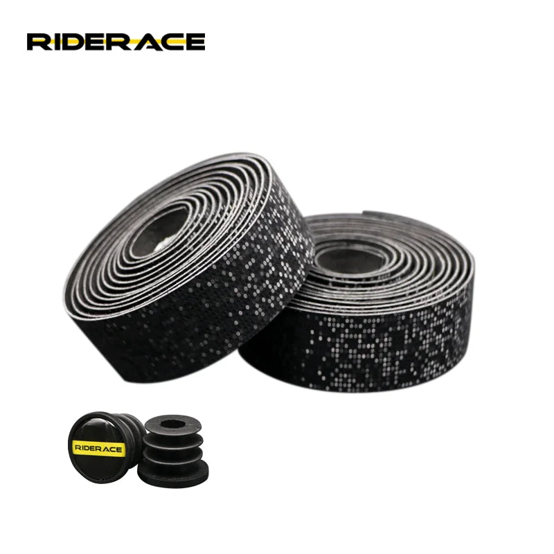 RIDERACE Road Cycling Handlebar Tape Bicycle Anti-slip PU Starry Sky Shock Absorption Handle Bar Tape Bike Wrap End Plug