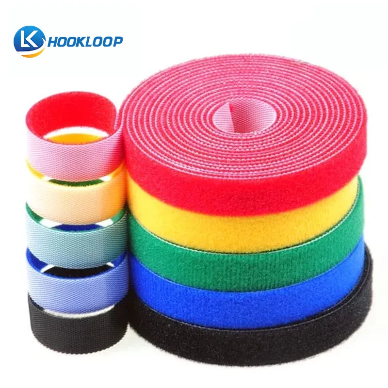 Factory Wholesale Colorful Eco-Friendly Back-to-Back Double Side Cable Ties Nylon Self-adhesive Hook and Loop Strap Roll