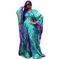African New Fashion Elegant Long Sleeves Abaya Dress Set Printed Floral Satin Robe Sets for Women K0520