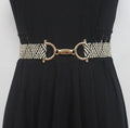Hot Sale Fashion Metal Buckle Skinny Dress Belt Girls Woven Elastic Stretch PP Straw Horse Rider Equestrian Braided Belts Women