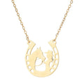 AA00037 Girls Accessories Jewellery Fashion Cartoon Cute Stainless Steel Horse Necklace Hollow Pendant Necklaces