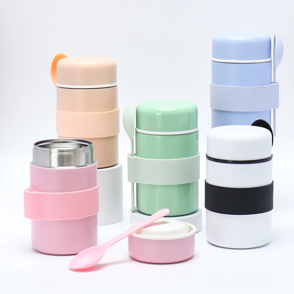 Stainless Steel Insulated Food Thermos Office Lunch Box with Food Grade Jars and Lids for Day-to-Day Work lunches