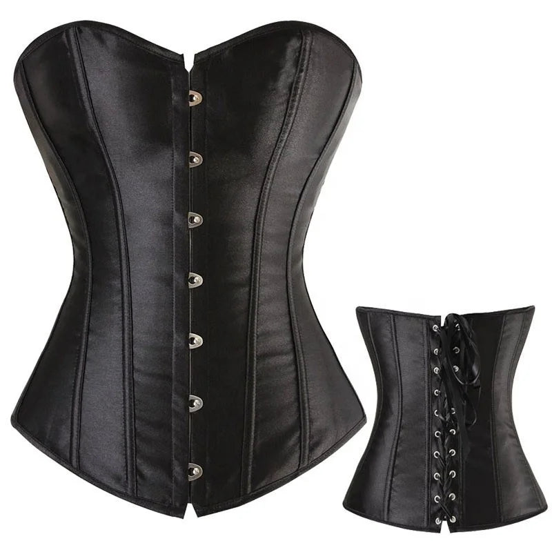 Sexy Corsets and Bustiers Women Satin Bustier Boned Overbust Brocade Corselet Steampunk Gothic Fajas Shaper Waist Corsets Top