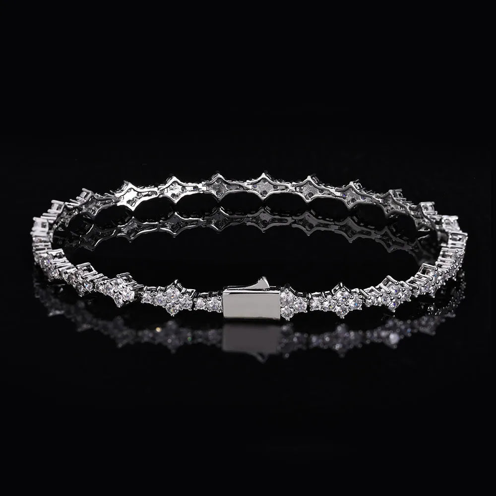 European and American Hip-hop Tennis Chain Bracelet for Men Spring Buckle with Zircon Fashion Brand for the Spring Season