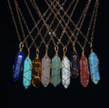 Wholesale Rose Quartz Crystal Amethyst Pendant Necklace Trendy Bullet Shaped Real Crystal Necklace