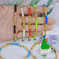 BM1110  Delicate Bohemian Chic Tiny 18K Gold Twisted Bead and Multicolored Enamel Colorful Round Beaded Bracelets for Women