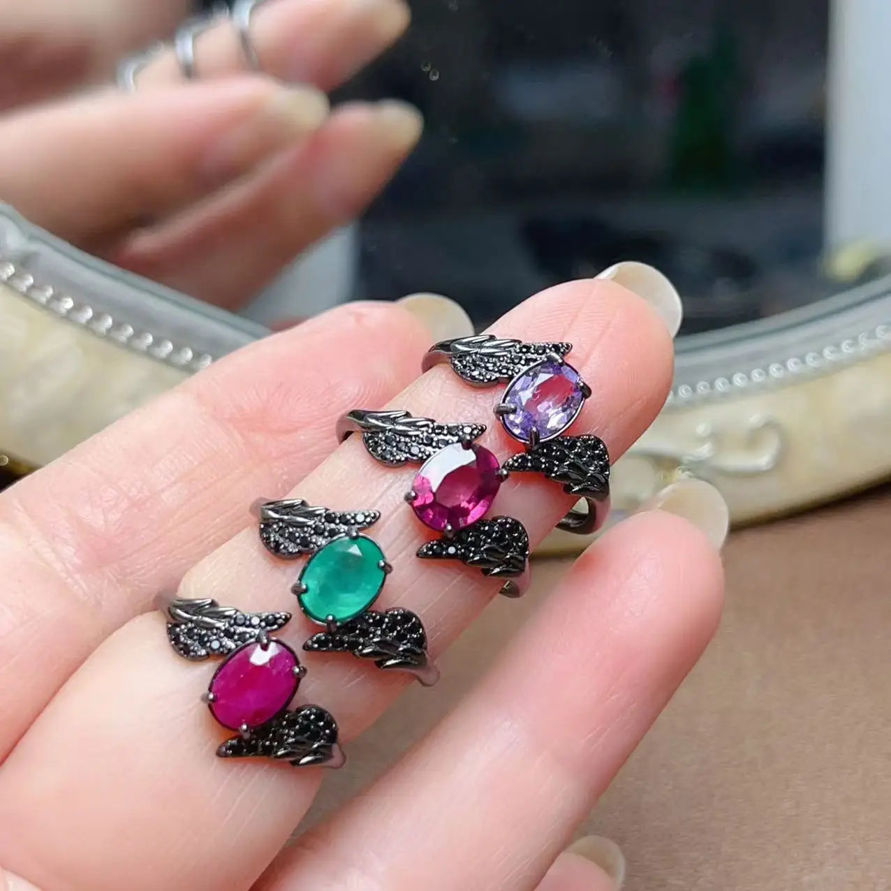 Good Price 925 Sterling Silver Oval Cut Natural Stone Wedding Party Luxury Fashion Jewelry Women Ring Wholesale
