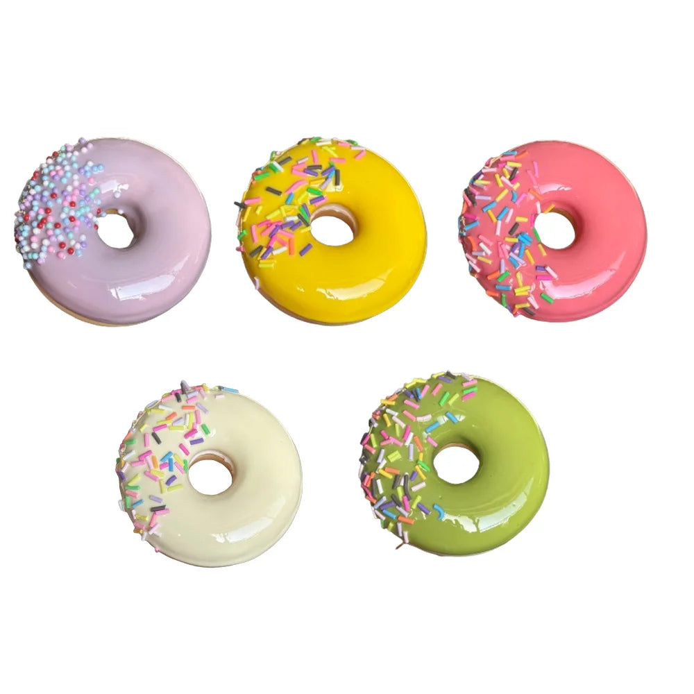 Christmas Donut Colourful Sugar Yellow Fresh Food Decoration Faux Cake Bread Model Toy PhotoProps Artificial Snacks Window Decor