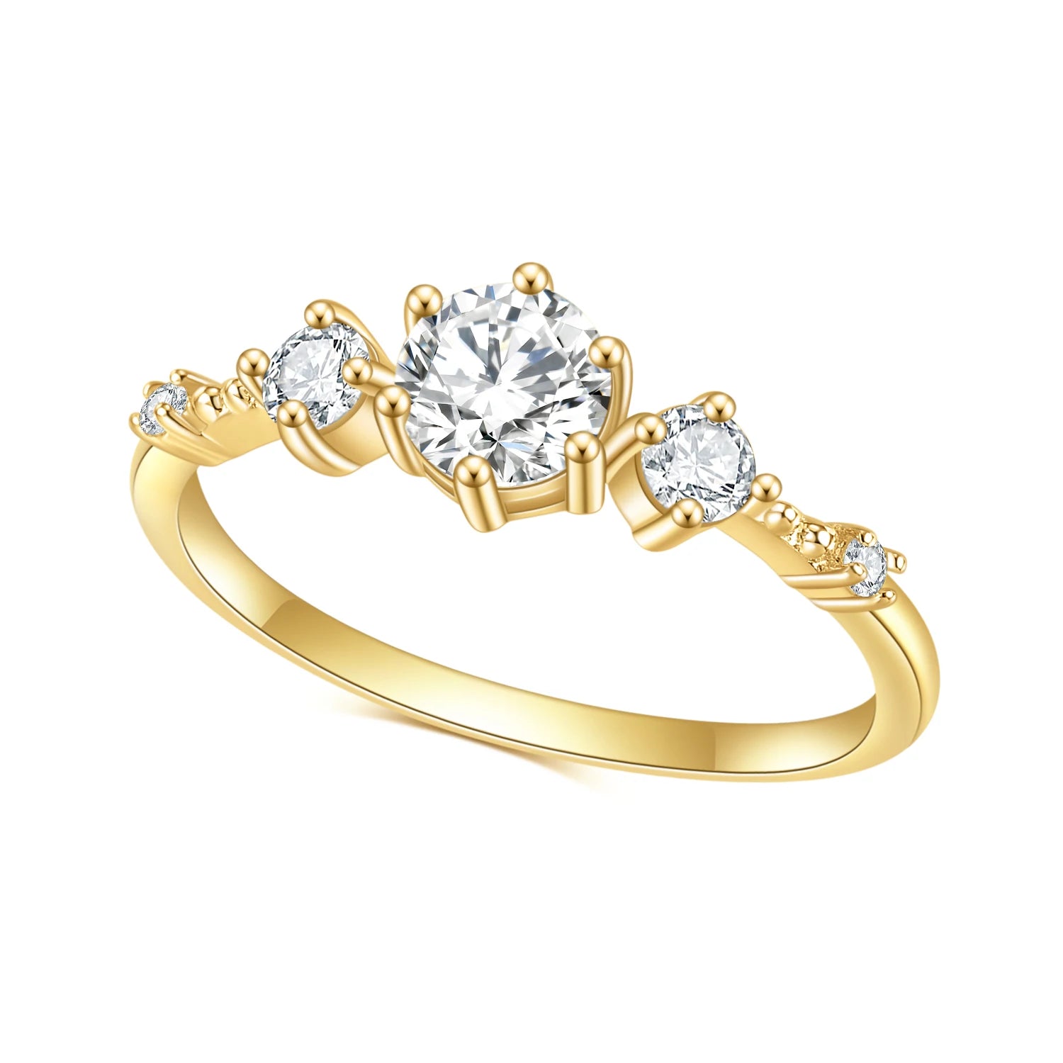 OL0968 Abiding Shield Tarnish Free Handmade Jewelry White Cubic Zirconia 925 Sterling Silver 14K Gold Plated Couple Rings