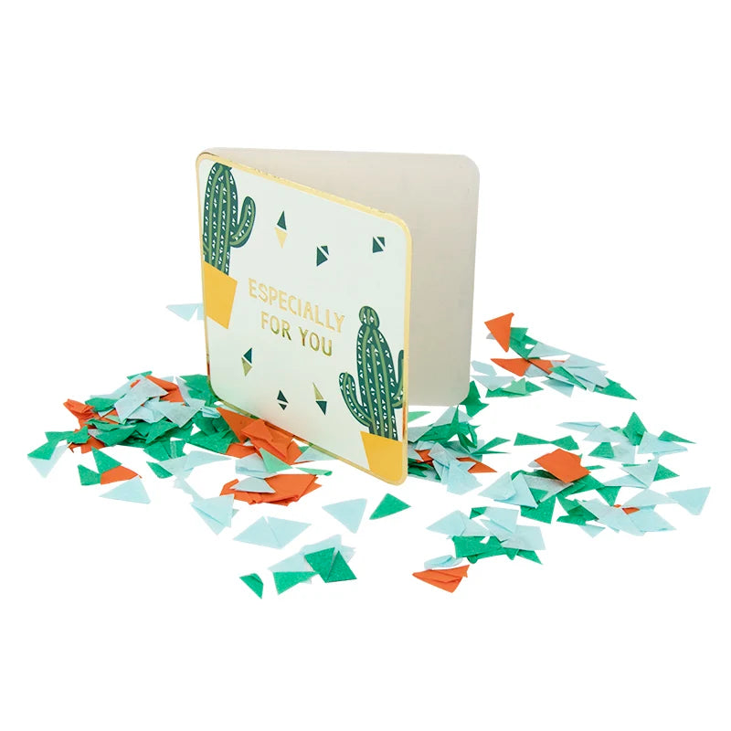 623027 Party Maker Paper Gift Cards for Birthday Party Invitation Thank U Cards Pack Cactus Custom Design Gold Stamping Confetti