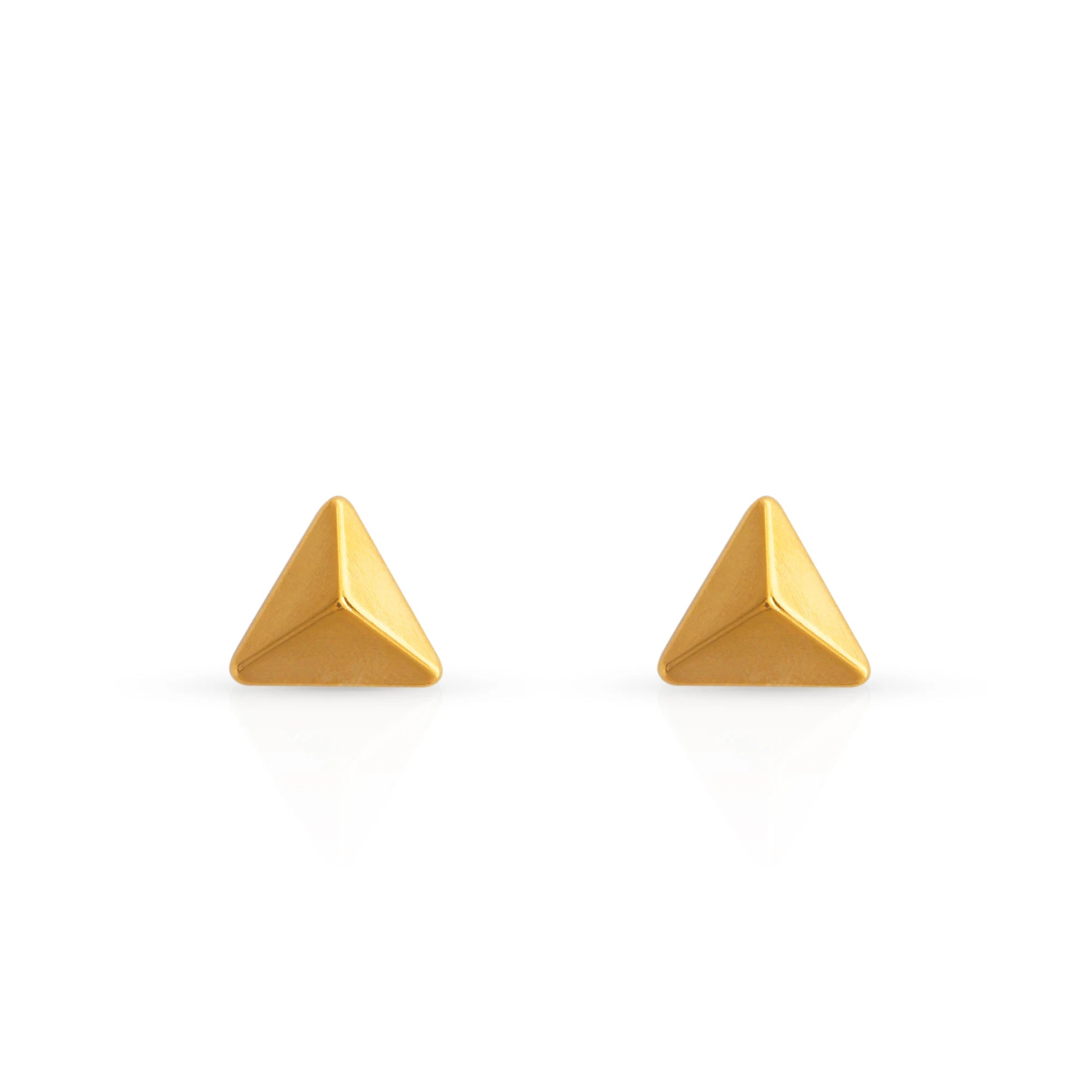 Chris April 316L Stainless Steel Pvd Gold Plated Geometric 3D Triangle Pyramid Stud Earring