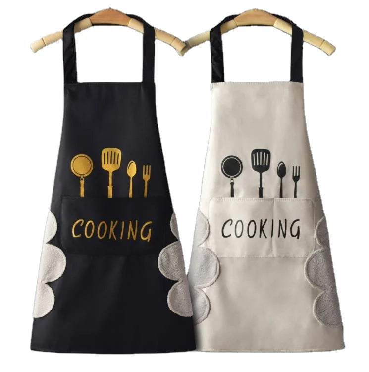 Kitchen Baking Accessories Aprons Women Men Household Aprons Kitchen Wipeable Waterproof Oil-Proof Tablier Cuisine Femme
