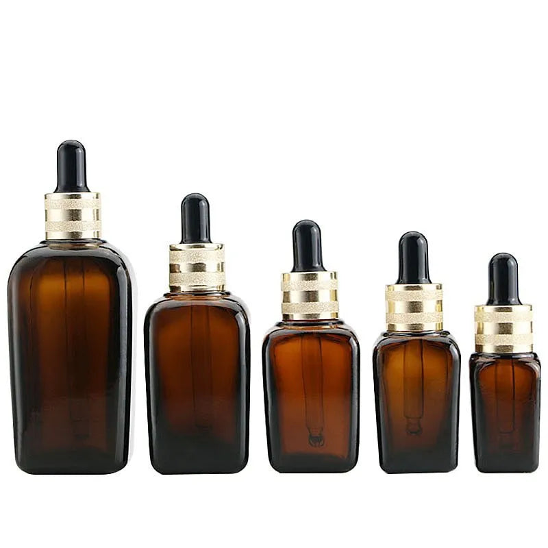 5ml 10ml 20ml 30ml 50ml 100ml Amber Glass Dropper Essential Oil Bottles with Screw Cap for Skin Care Serum and Wigs