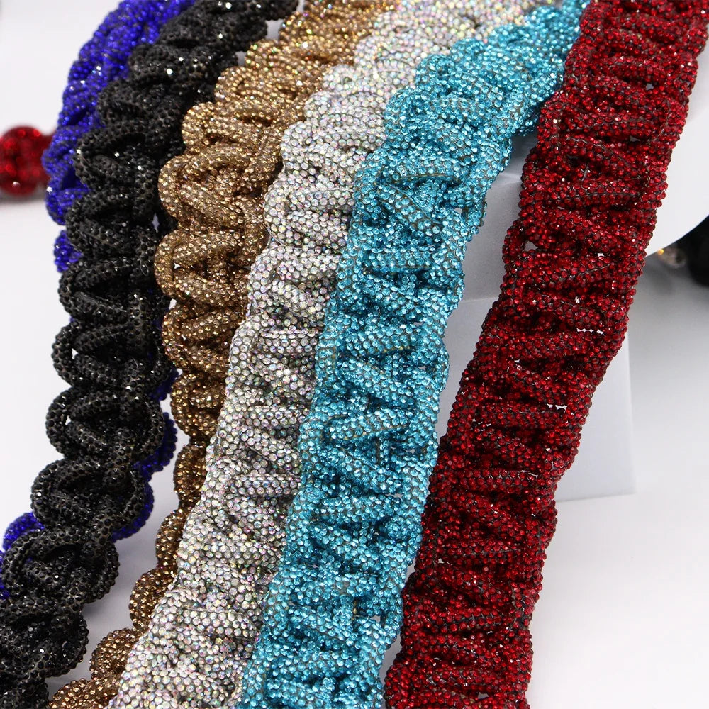 S583 Multi Color Handbag Rope Luggage Purse Accessories Rhinestone Weaving Cord for Bag