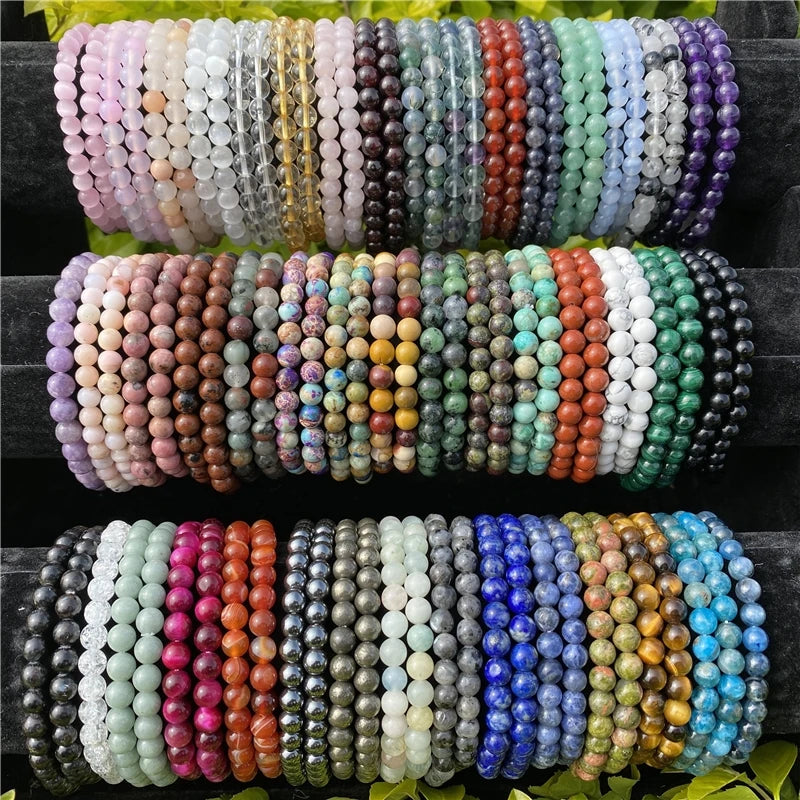 New Arrival Fengshui Natural Genuine Gemstone Round Beaded Healing Crystal Bracelet handmade Men Women Stretchy Beads Bracelet