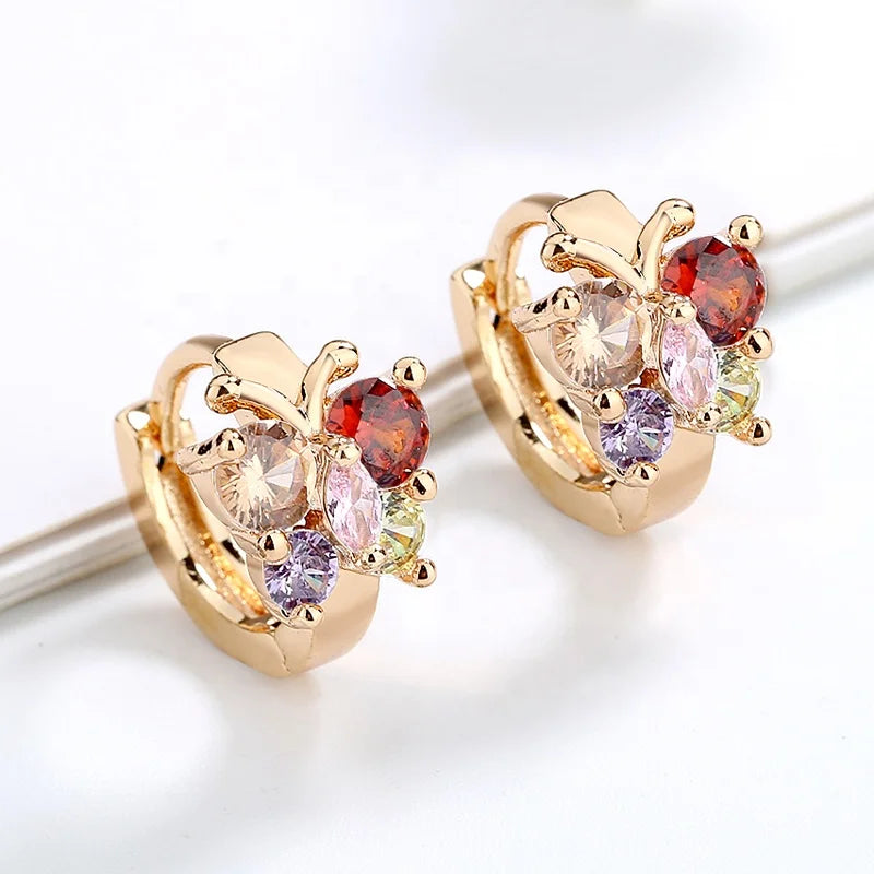 Oro Laminado 18k butterfly Jewelry Earrings Gold Plated Zirconias Trendy Joyeria 2022 Wholesale Women Accessories