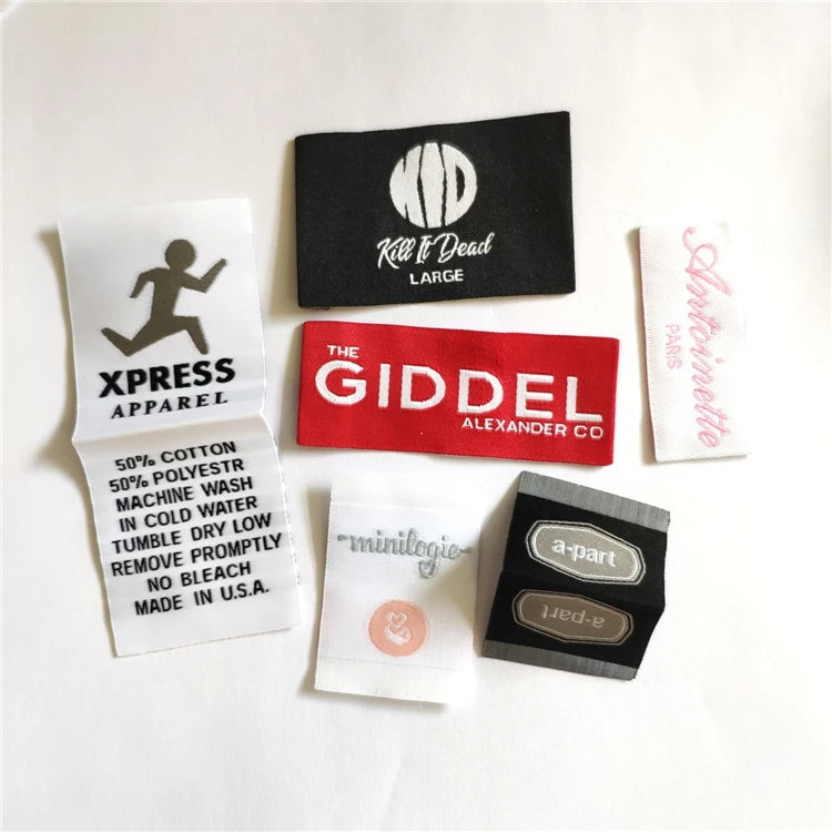 Customized logo Fashion Iron on Washable Woven Private Label for Clothing
