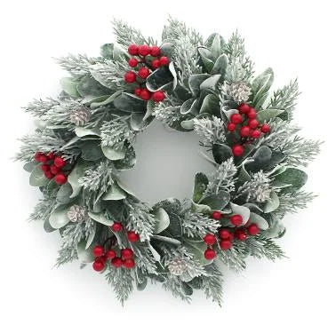 20 Inch Full PE Christmas Wreath With Realistic Artificial Tree Leaves