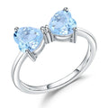 Abiding Women Jewelry Gemstone Ring Natural Sky Blue Topaz Love Heart 925 Sterling Silver Rings for Valentine's Day