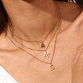 Simple Initial Letter Pendant Necklace Gold Plated Hypoallergenic Non Tarnish Waterproof Necklace Jewelry