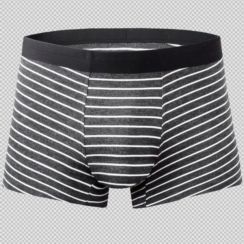 Modal Fabric Seamless Stripe Pattern Underwear Panties for Men High Elasticity & Breathable Mid-waist Boxer Plus Size L-3XL