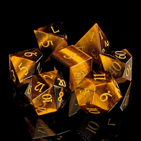 Dungeons and Dragons Customizable Gemstone Dice Yellow Tigers Eyes Stone Dice DND RPG 16mm 22mm Blank Dice for Engraving