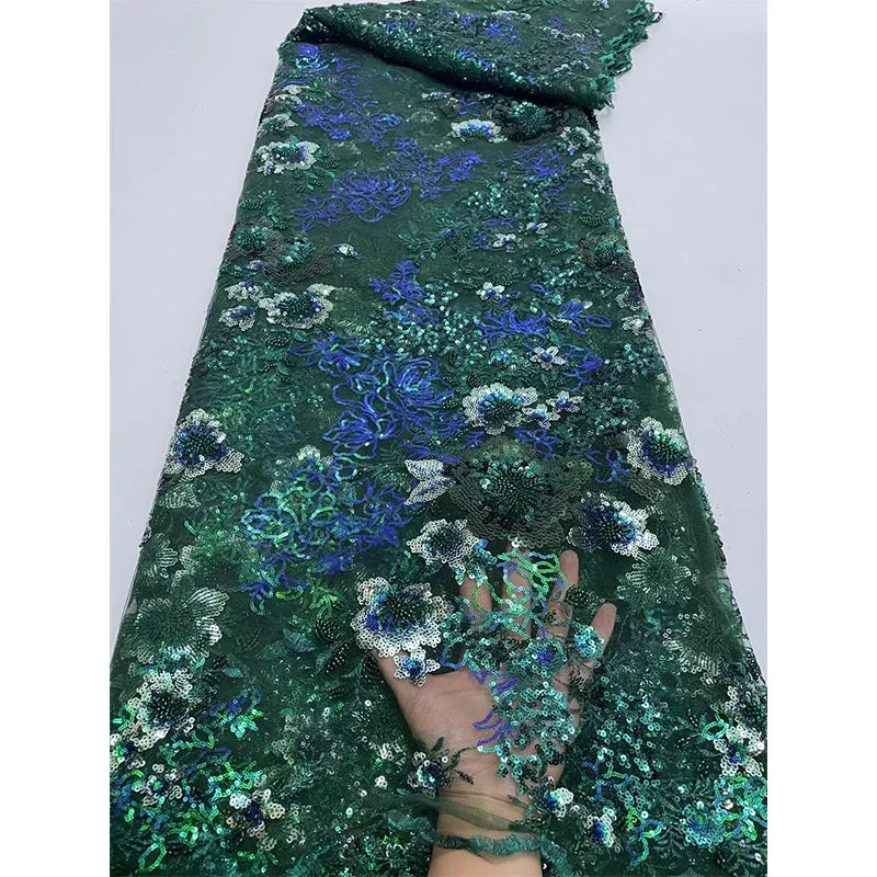 2021 Latest Design Embroidery Mesh Sequin Beaded Lace Fabric