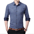 New Trend Customized Logo Men's Long-sleeved Plaid Shirt 100% Cotton Ground Hair Slim Shirt