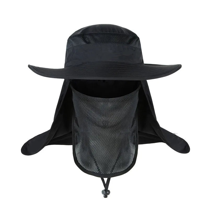 Quick Dry Fabric Fishing Hat UV-Protection Summer Sun Cap Mesh Breathable Wide Brim Fisherman Bucket Cap