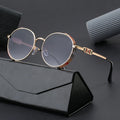 Modern Vintage Round Eyewear for Women Luxury Gold/Gray/Tea Metal Sun Glasses with UV400 Protection