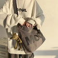 Japanese Style Shoulder Bag Wholesale Ins Hot Large Capacity Canvas Couple Bag Student Messenger Bag with Animals Pendant