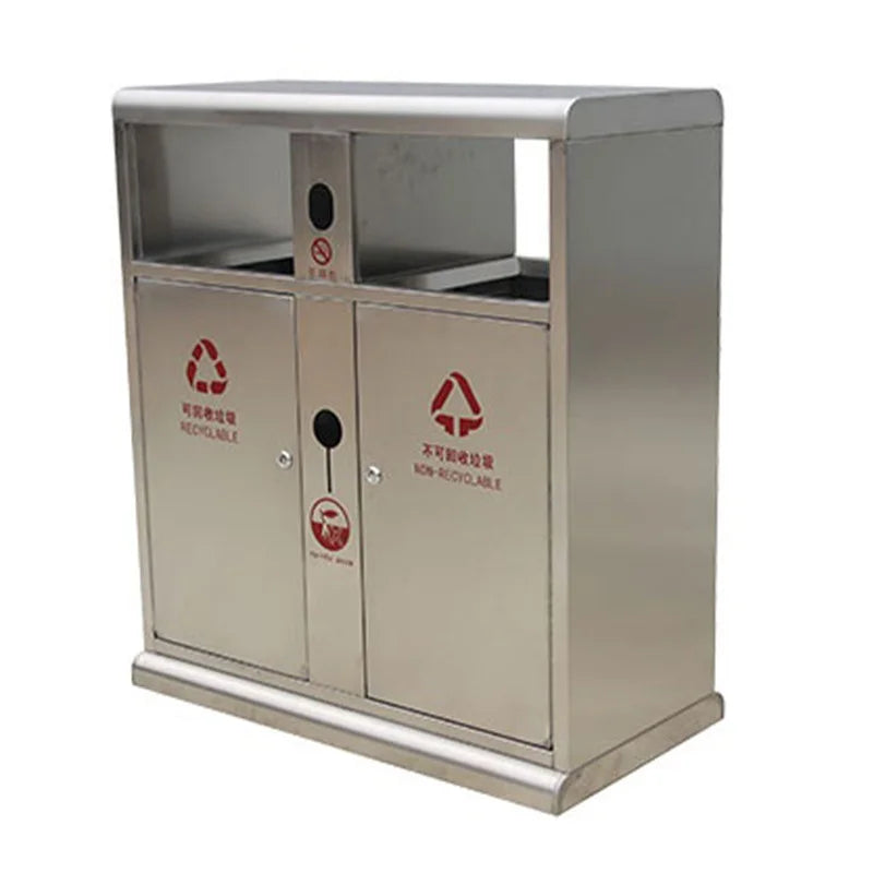 Outdoor Stainless Steel Garbage Can Trash Dumpster Outside Park Street Classified Metal Waste Bin Public Council Recycle Dustbin