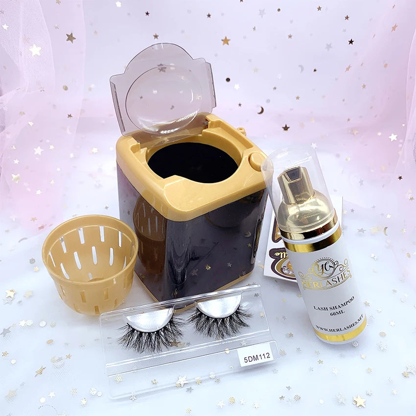 Custom logo Eyelash Washing Machine Mini Eyelash Wash Machine for Strip Lashes and Cosmetic Brush