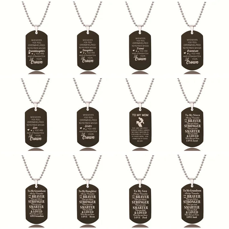 Stainless Steel Black Granddaughter Grandson Grandma Grandpa Daughter Son Mom Dad Nephew Niece Best Friend Sister Necklaces