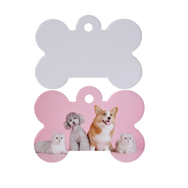 Wholesales Blanks 2D Sublimation Metal Dog Id Name Tag Double Sides Printing Small Bone Shape Pet Tag
